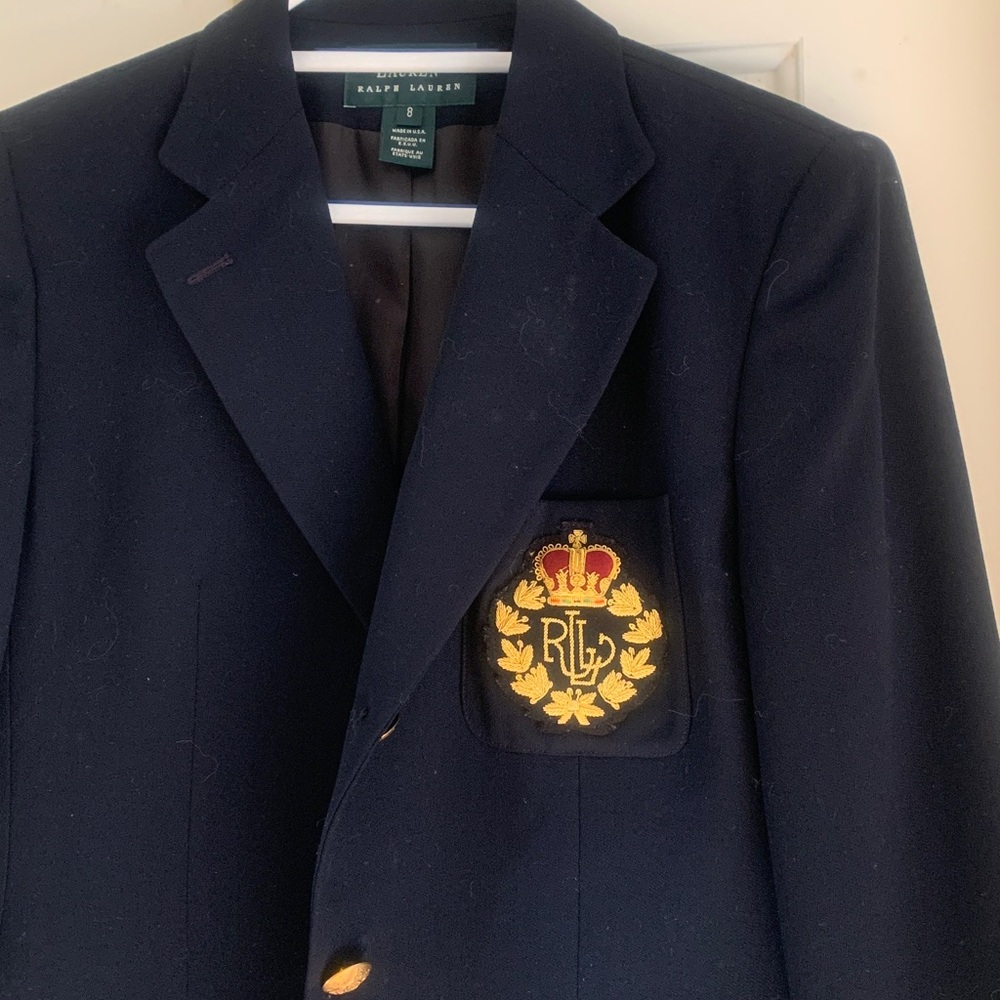 Ralph Lauren Black Blazer with Gold Emblem - Picture 2 of 5